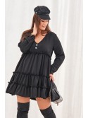 Loose-cut dress with ruffles, black 0544 - Online store - Boutique